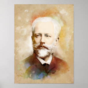 Tschaikowski/Tschaikowsky Portrait, Aquarell Style Poster