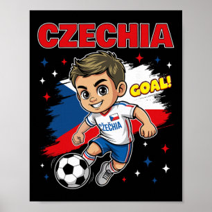 Tschechien Kid Goal Cartoon Tschechische Republik  Poster