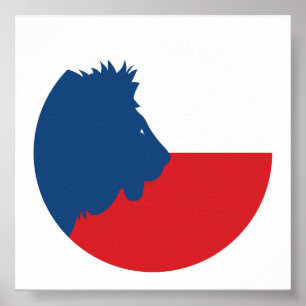 Tschechien Lion Tschechische Nationale Tierflagge Poster