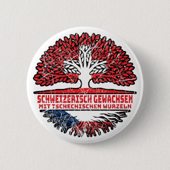 Tschechien Tschechisch Schweizer Schweiz Baum Button (Vorderseite)