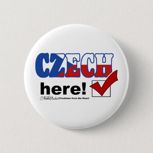 Tschechisch Hier (hell) Button (Vorderseite)