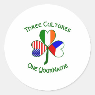 Tschechisch Irland USA Shamrock Flag Personalisier Runder Aufkleber