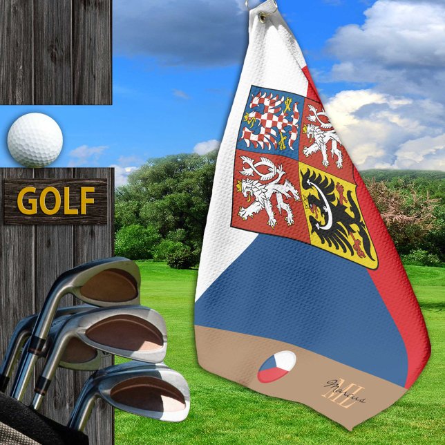 Tschechische Flagge & Tschechische Republik mit Mo Golfhandtuch (Von Creator hochgeladen)