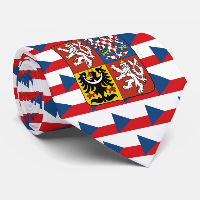 Tschechische Flagge und größere Wappen, Tschechisc Krawatte (Gerollt)