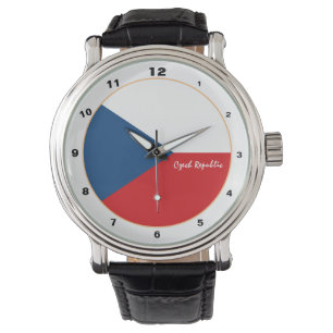 Tschechische Flagge und trendige Mode / Design Armbanduhr