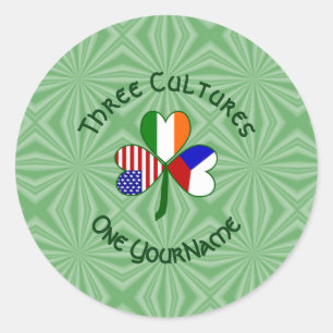 Tschechische Irland USA Shamrock Flagge Personalis Runder Aufkleber