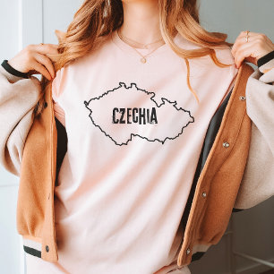 Tschechische Kontur Karte Tschechien Grenzlinie T-Shirt