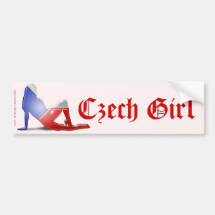 Tschechische Mädchen-Silhouette-Flagge Autoaufkleber