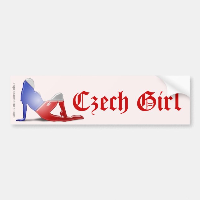 Tschechische Mädchen-Silhouette-Flagge Autoaufkleber (Vorne)