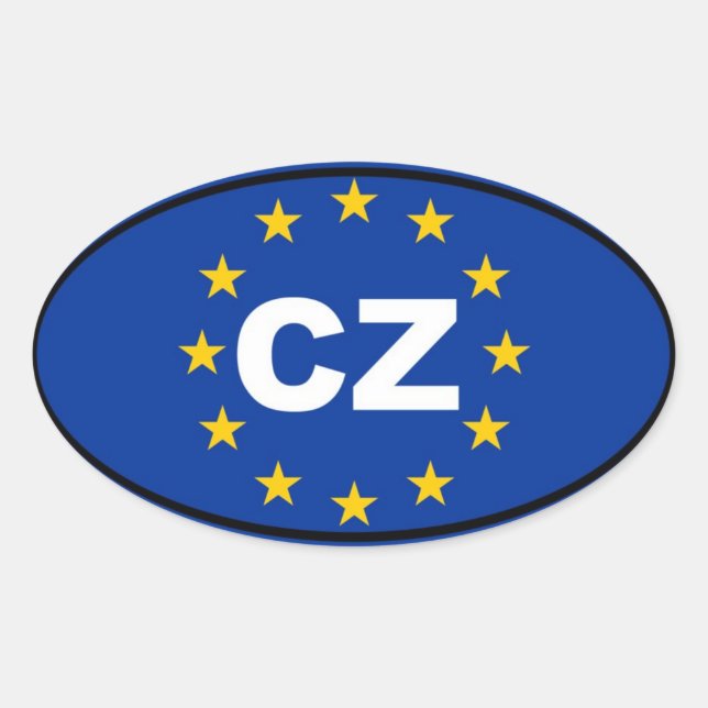 Tschechische Republik - CZ - Europäische Gewerksch Ovaler Aufkleber (Vorderseite)