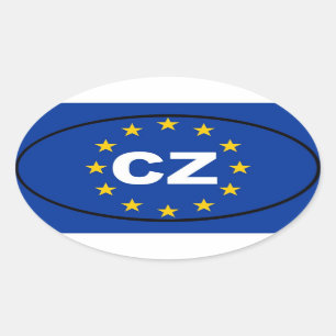 Tschechische Republik - CZ - europäische Ovaler Aufkleber