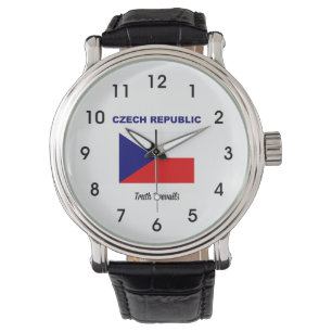 Tschechische Republik - Flagge und Motto Armbanduhr