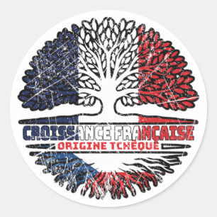 Tschechische Republik Frankreich - Tree Roots-Flag Runder Aufkleber