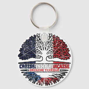 Tschechische Republik Frankreich - Tree Roots-Flag Schlüsselanhänger