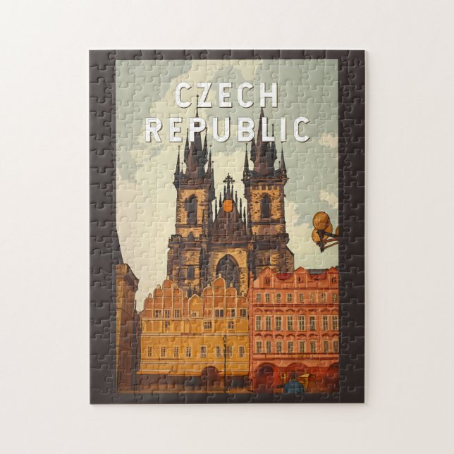 Tschechische Republik Illustration Reise Kunst Vin (Vertikal)