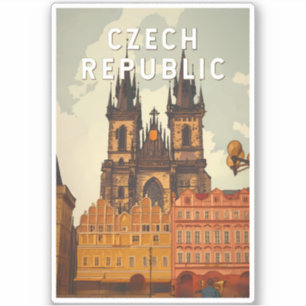 Tschechische Republik Illustration Reise Kunst Vin Aufkleber