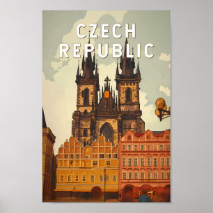 Tschechische Republik Illustration Reise Kunst Vin Poster