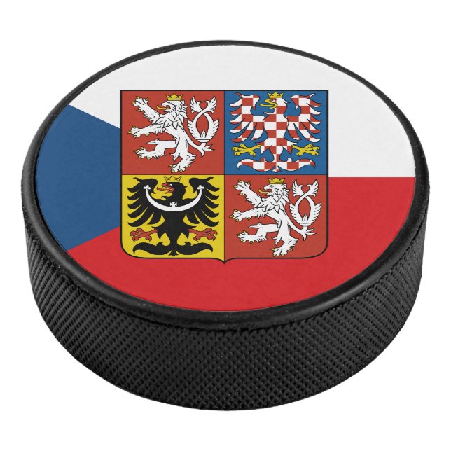 Tschechische Republik mit überlagerten Wappen Eishockey Puck (3/4)