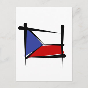 Tschechische Republik - Pinselflagge Postkarte