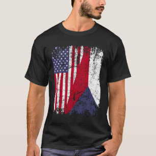 Tschechische Republik Roots Halbamerikanische Flag T-Shirt