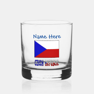 Tschechische Republik Tschechien Flagge Blau Perso Whiskyglas
