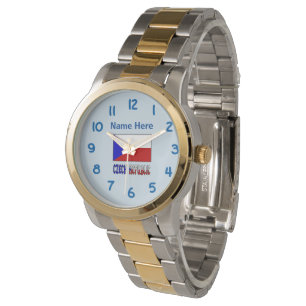 Tschechische Republik Tschechische Flagge Schwarz Armbanduhr