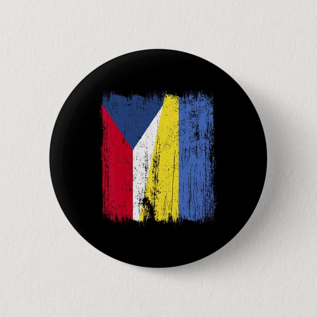 Tschechische Republik Ukraine Halbe Flagge Tschech Button (Vorderseite)