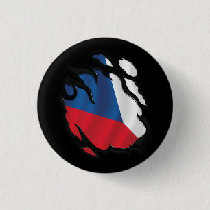 Tschechische Republik Zerrissene Flagge Button