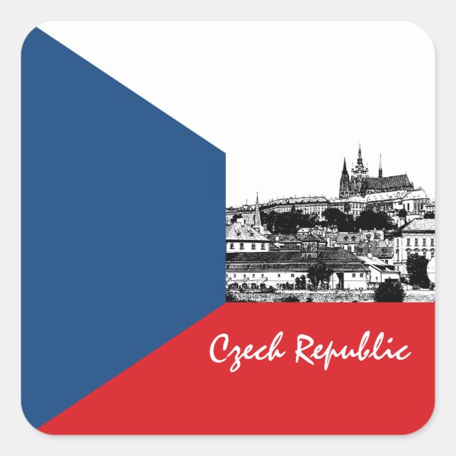 tschechischer Aufkleber, Prag, patriotische, tsche Quadratischer Aufkleber (Vorderseite)