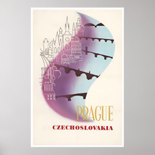 Tschechisches Kunst-Reiseplakat Prag Tschechoslowa Poster