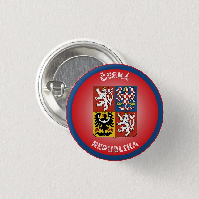 Tschechisches Wappen Kreisform  Button (Vorne & Hinten)