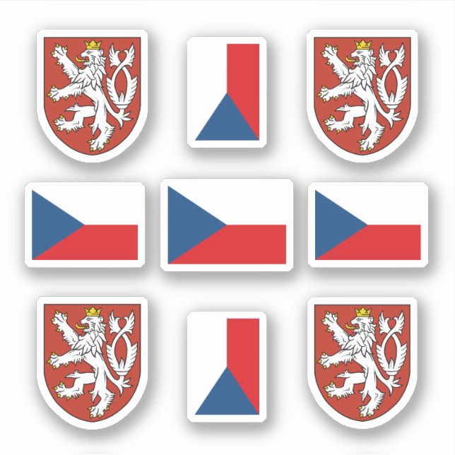 tschechisches Wappen und Flaggenaufkleber Aufkleber (Vorderseite)
