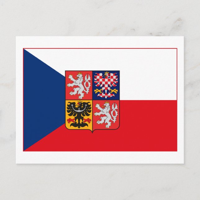 Tschechoslowakei Flag w COA (light) Postkarte (Vorderseite)