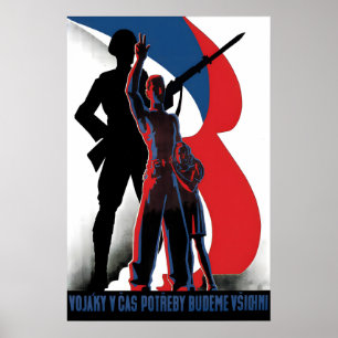 Tschechoslowakisches Propagandaposter aus dem Zwei Poster