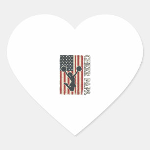 Tscheer Papa USA Flag Vintage Cheer Design_1 Herz-Aufkleber