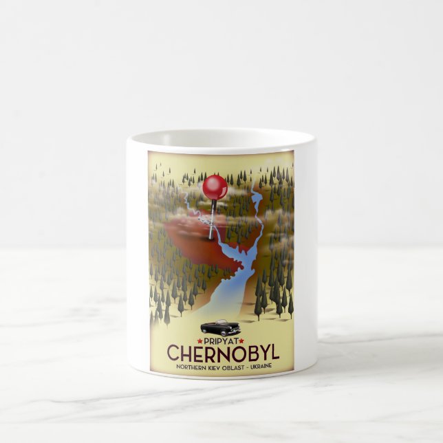 Tschernobyl, Pripyat, ukraine Reiseplakat Verwandlungstasse (Mittel)