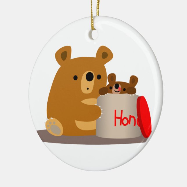 Tschüss dir Honey! Niedlicher Cartoon Bears Orname Keramikornament (Links)