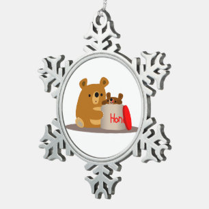 Tschüss dir Honey! Niedlicher Cartoon Bears Zinnde Schneeflocken Zinn-Ornament