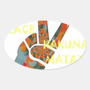 Tschüss: Hakuna Matata Vibes Schild Ovaler Aufkleber