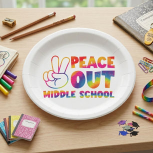 Tschüss Mittelstufe T-Shirt mit Batikmuster Zitat  Pappteller