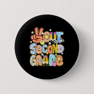 Tschüss Zweite Klasse Cute Groovy Letzter Tag der  Button