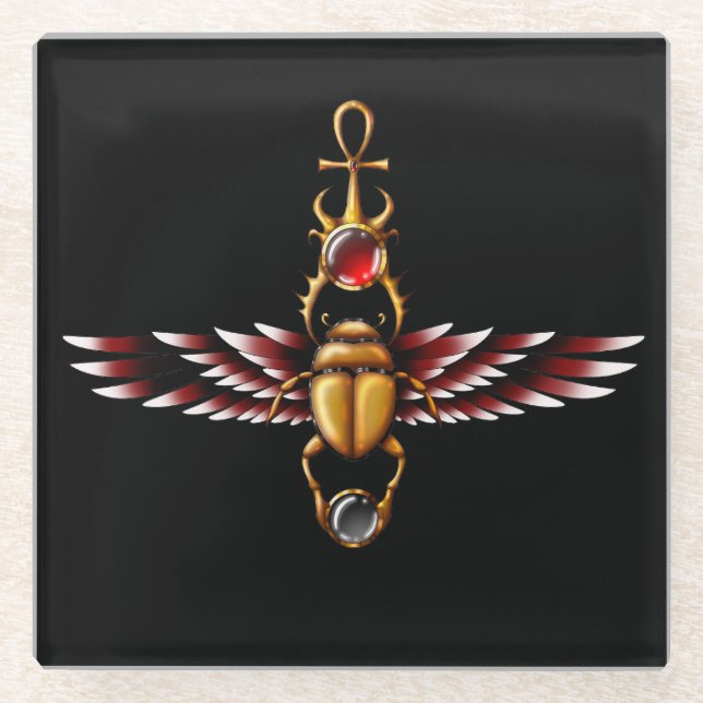 TSDS: Seth's Scarab Coat Graphic Glasuntersetzer (Vorderseite)