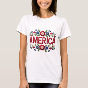 Tshirt Amérique Faux Broderie