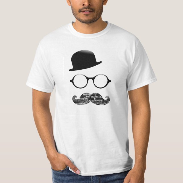 Tshirt Blanc Chapeau Lunette Moustache (Devant)