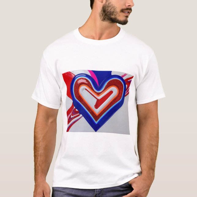 Tshirt bleu rouge coeur (Devant)