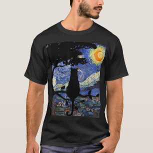 Tshirt chat, Starry Night Cat Tee, Van Gogh Cat Gi