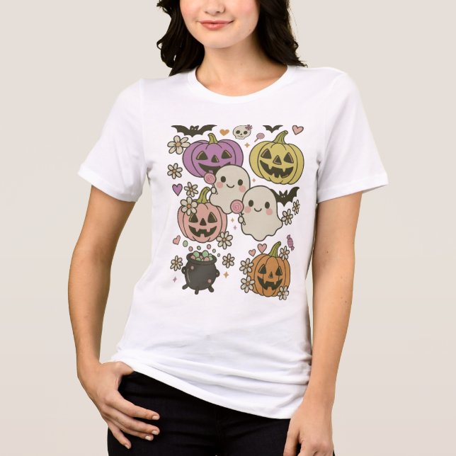 Tshirt Citrouille pour fantôme Cute Kawaii Hallowe (Recto)