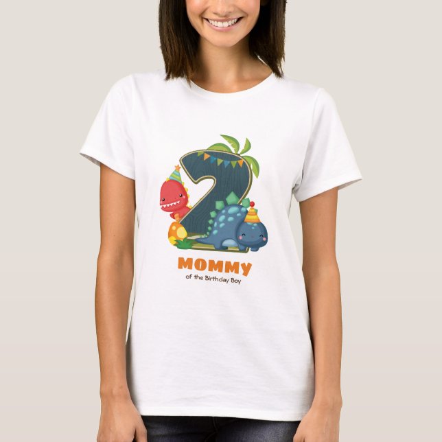 Tshirt d'anniversaire Dino personnalisé pour maman (Devant)