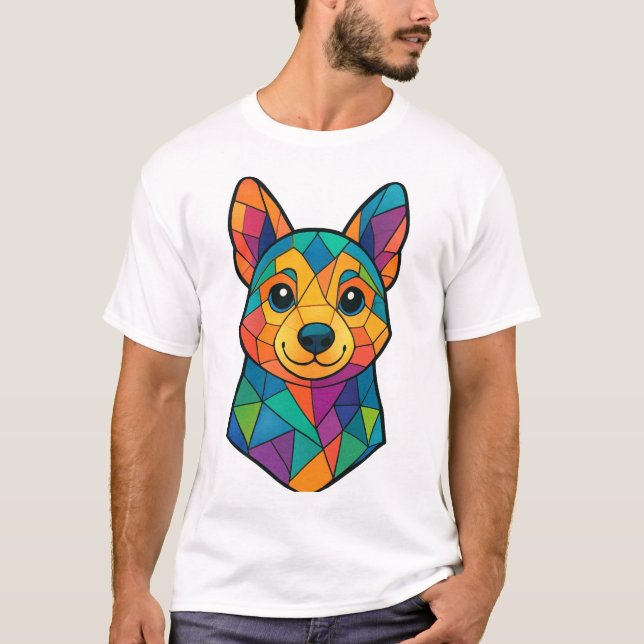 Tshirt de chien géométrique tendance (Devant)