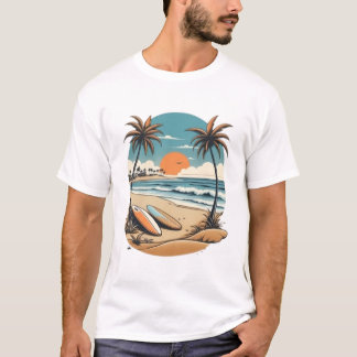 Tshirt de la scène de plage